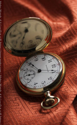 上品なケース装飾 ウォルサム金無垢アンティーク懐中時計 【1907年製】-P2320-8