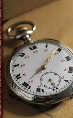 雰囲気よい古さ伝わる銀無垢アンティーク懐中時計 【1900年頃】-P2321-7