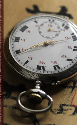 雰囲気よい古さ伝わる銀無垢アンティーク懐中時計 【1900年頃】-P2321-8