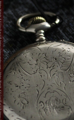 雰囲気よい古さ伝わる銀無垢アンティーク懐中時計 【1900年頃】-P2321-9