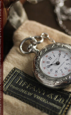 ティファニー 銀留め銀無垢アンティーク懐中時計 すずらん模様 【1913年製】-P2323-11