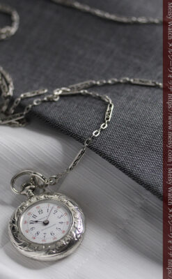 ティファニー 銀留め銀無垢アンティーク懐中時計 すずらん模様 【1913年製】-P2323-14