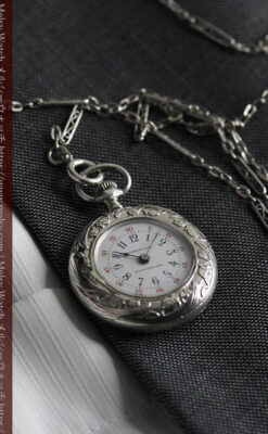 ティファニー 銀留め銀無垢アンティーク懐中時計 すずらん模様 【1913年製】-P2323-15