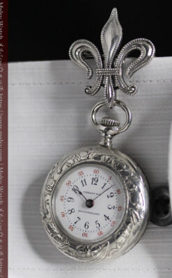 ティファニー 銀留め銀無垢アンティーク懐中時計 すずらん模様 【1913年製】-P2323-19