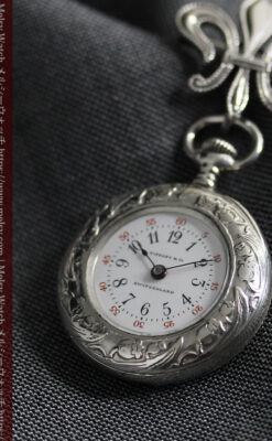 ティファニー 銀留め銀無垢アンティーク懐中時計 すずらん模様 【1913年製】-P2323-21