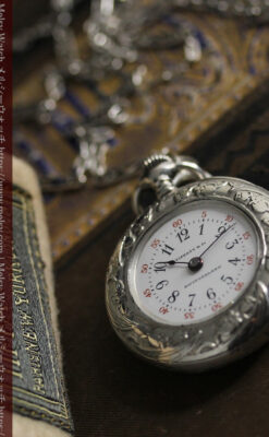 ティファニー 銀留め銀無垢アンティーク懐中時計 すずらん模様 【1913年製】-P2323-25