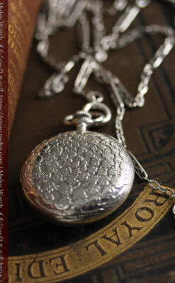 ティファニー 銀留め銀無垢アンティーク懐中時計 すずらん模様 【1913年製】-P2323-26