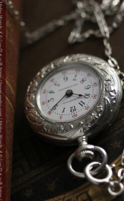 ティファニー 銀留め銀無垢アンティーク懐中時計 すずらん模様 【1913年製】-P2323-27