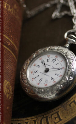 ティファニー 銀留め銀無垢アンティーク懐中時計 すずらん模様 【1913年製】-P2323-28