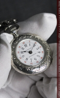 ティファニー 銀留め銀無垢アンティーク懐中時計 すずらん模様 【1913年製】-P2323-30