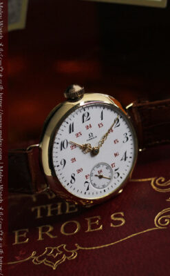 上品かつ特殊 オメガのアンティーク18金無垢腕時計 【1914年製】-W1553-15