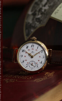 上品かつ特殊 オメガのアンティーク18金無垢腕時計 【1914年製】-W1553-16