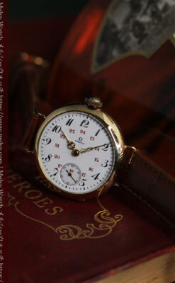 上品かつ特殊 オメガのアンティーク18金無垢腕時計 【1914年製】-W1553-17