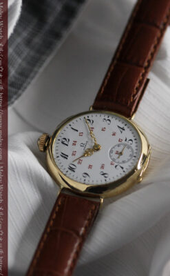 上品かつ特殊 オメガのアンティーク18金無垢腕時計 【1914年製】-W1553-18