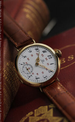 上品かつ特殊 オメガのアンティーク18金無垢腕時計 【1914年製】-W1553-2