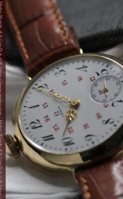 上品かつ特殊 オメガのアンティーク18金無垢腕時計 【1914年製】-W1553-20