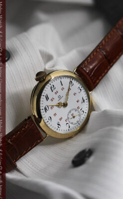 上品かつ特殊 オメガのアンティーク18金無垢腕時計 【1914年製】-W1553-21