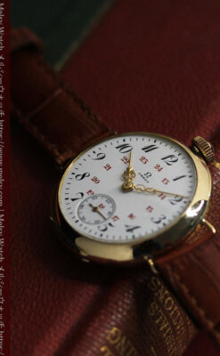 上品かつ特殊 オメガのアンティーク18金無垢腕時計 【1914年製】-W1553-7