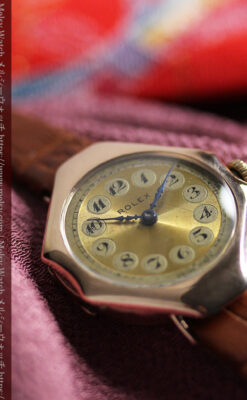 ロレックス縦長八角形 アンティーク金無垢腕時計 【1920年頃】-W1554-10