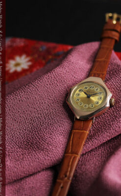 ロレックス縦長八角形 アンティーク金無垢腕時計 【1920年頃】-W1554-11