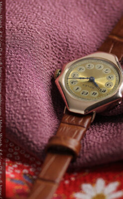 ロレックス縦長八角形 アンティーク金無垢腕時計 【1920年頃】-W1554-12