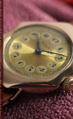 ロレックス縦長八角形 アンティーク金無垢腕時計 【1920年頃】-W1554-15