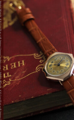 ロレックス縦長八角形 アンティーク金無垢腕時計 【1920年頃】-W1554-16