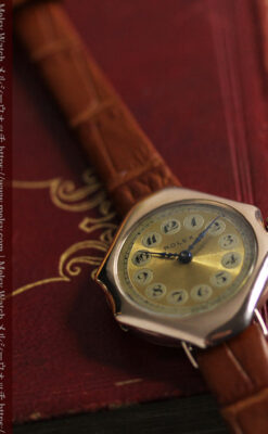 ロレックス縦長八角形 アンティーク金無垢腕時計 【1920年頃】-W1554-17