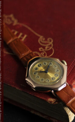 ロレックス縦長八角形 アンティーク金無垢腕時計 【1920年頃】-W1554-18