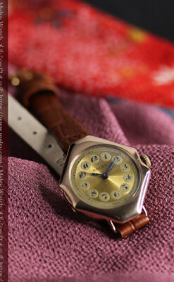 ロレックス縦長八角形 アンティーク金無垢腕時計 【1920年頃】-W1554-2