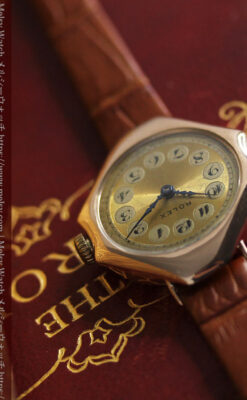 ロレックス縦長八角形 アンティーク金無垢腕時計 【1920年頃】-W1554-21