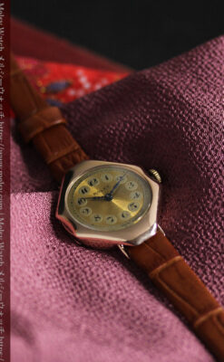 ロレックス縦長八角形 アンティーク金無垢腕時計 【1920年頃】-W1554-3