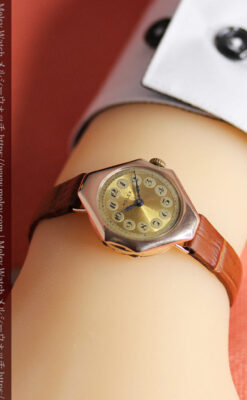 ロレックス縦長八角形 アンティーク金無垢腕時計 【1920年頃】-W1554-30