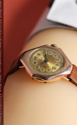 ロレックス縦長八角形 アンティーク金無垢腕時計 【1920年頃】-W1554-31