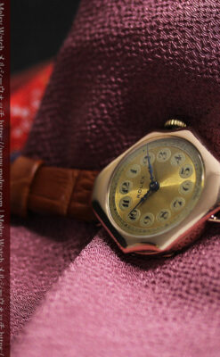 ロレックス縦長八角形 アンティーク金無垢腕時計 【1920年頃】-W1554-4