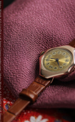 ロレックス縦長八角形 アンティーク金無垢腕時計 【1920年頃】-W1554-5