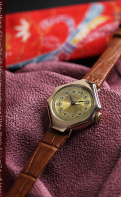 ロレックス縦長八角形 アンティーク金無垢腕時計 【1920年頃】-W1554-8