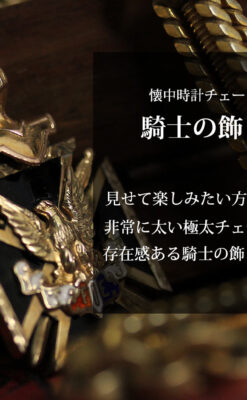 50g超えの迫力ある極太の懐中時計チェーンと騎士の飾り-C0500-0