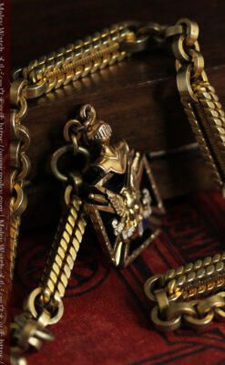 50g超えの迫力ある極太の懐中時計チェーンと騎士の飾り-C0500-10