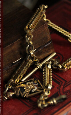 50g超えの迫力ある極太の懐中時計チェーンと騎士の飾り-C0500-12