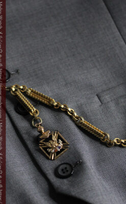 50g超えの迫力ある極太の懐中時計チェーンと騎士の飾り-C0500-6