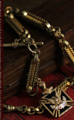 50g超えの迫力ある極太の懐中時計チェーンと騎士の飾り-C0500-7