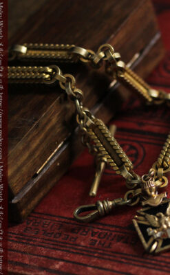 50g超えの迫力ある極太の懐中時計チェーンと騎士の飾り-C0500-8