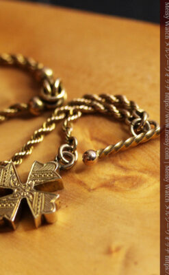 金の鎖と十字架の装飾 ウォルサムの金無垢アンティーク懐中時計 【1897年製】-P2324-22