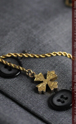 金の鎖と十字架の装飾 ウォルサムの金無垢アンティーク懐中時計 【1897年製】-P2324-28