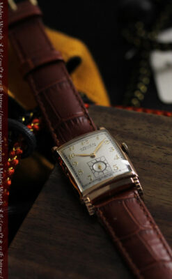 グリュエン 階段のようなラグデザイン ローズ色腕時計 【1950年頃】-W1556-11