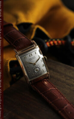 グリュエン 階段のようなラグデザイン ローズ色腕時計 【1950年頃】-W1556-12