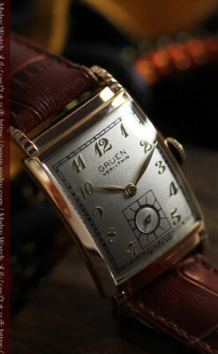 グリュエン 階段のようなラグデザイン ローズ色腕時計 【1950年頃】-W1556-13