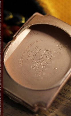 グリュエン 階段のようなラグデザイン ローズ色腕時計 【1950年頃】-W1556-16