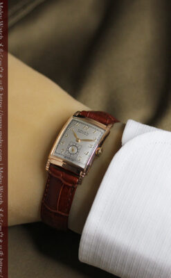 グリュエン 階段のようなラグデザイン ローズ色腕時計 【1950年頃】-W1556-18